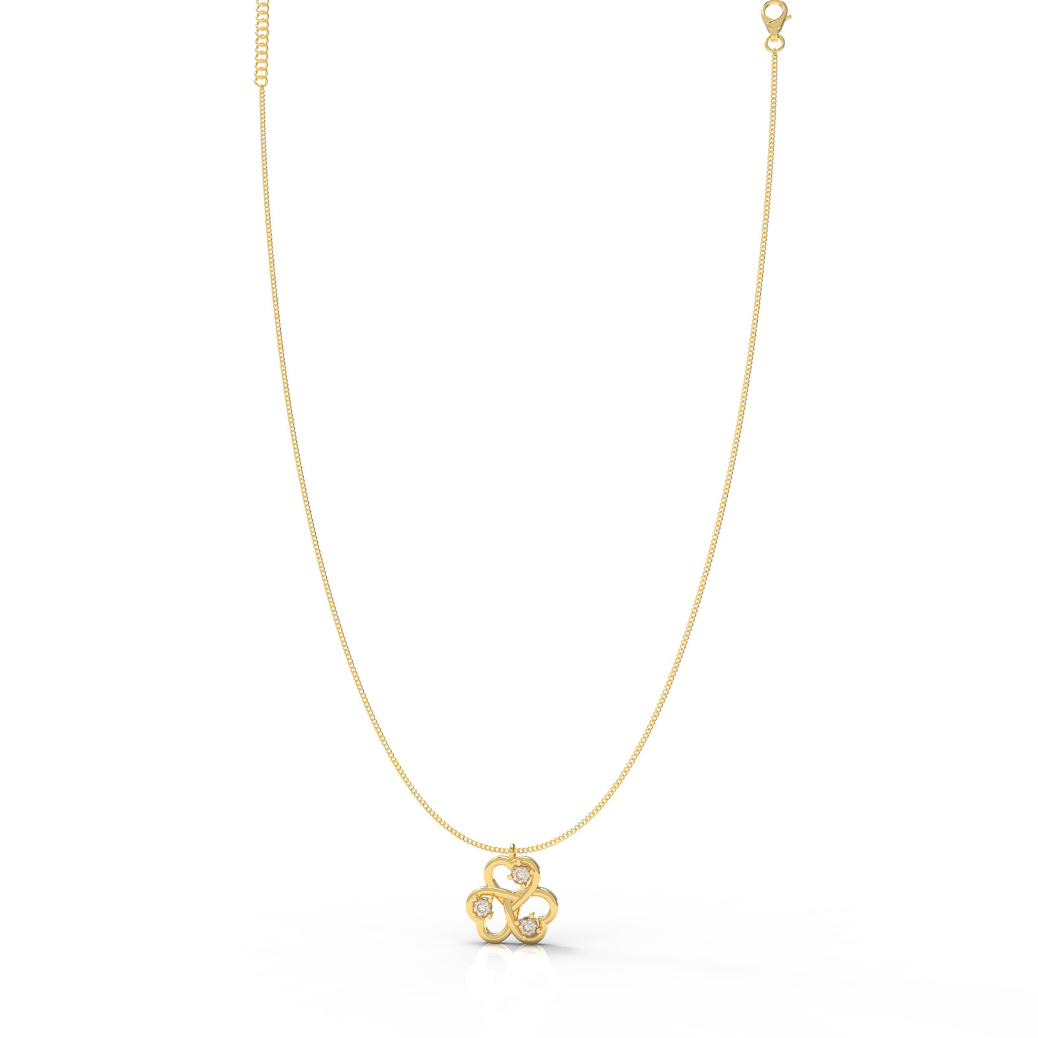 Trio Heart Pendant With Chain, Hallmarked 925 Sterling Silver